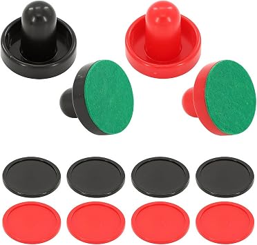 16Pcs Air Hockey Pucks and Paddles, Great Goal Handles Pushers Replacement Accessories for Game Tables4 Pushers, 4 Pads, 8 Pucks