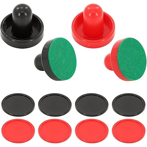 16Pcs Air Hockey Pucks and Paddles, Great Goal Handles Pushers Replacement Accessories for Game Tables(4 Pushers, 4 Pads, 8 Pucks)