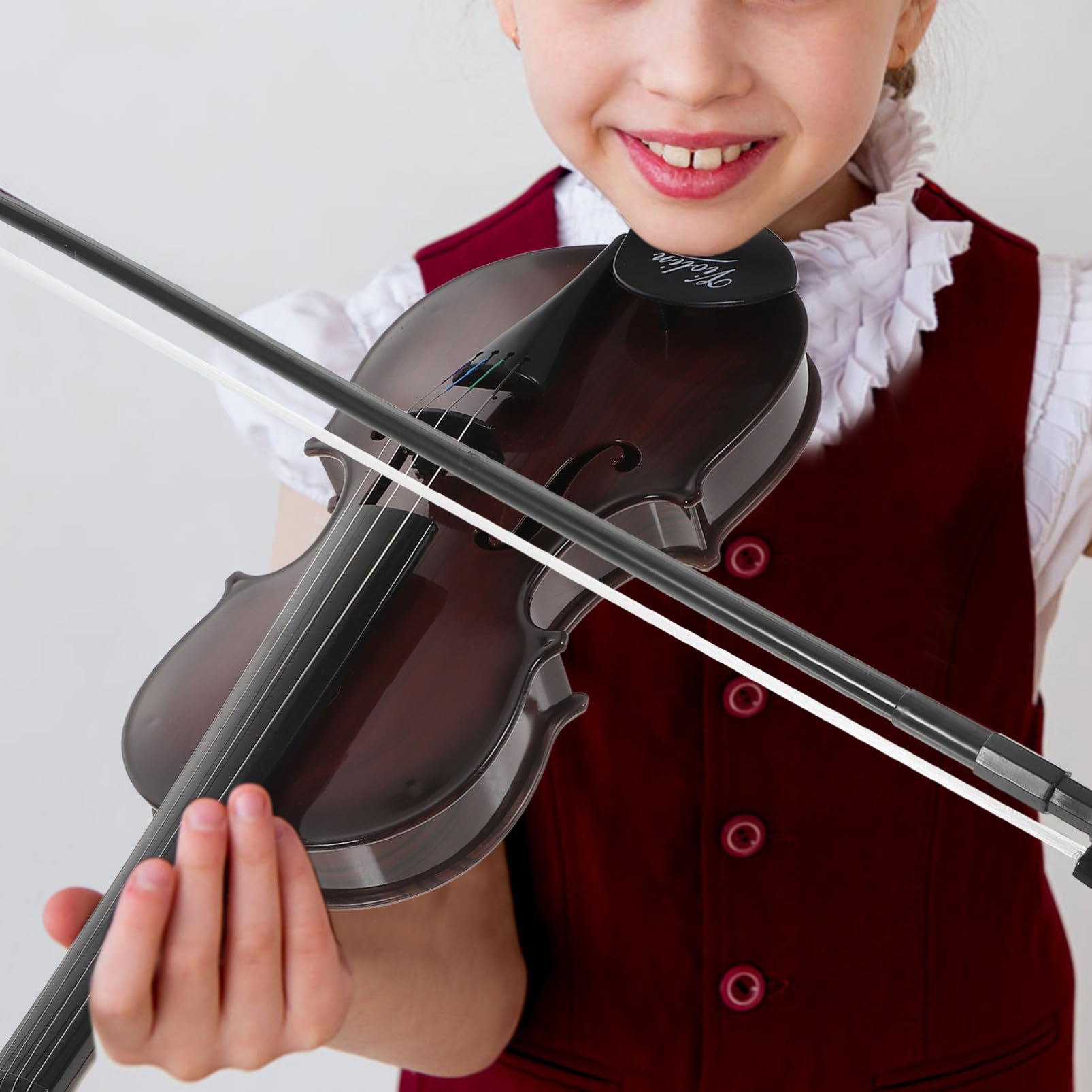 Violino Giocattolo Musicale per Bambini Marrone in Plastico | Forma Mini, Stile Piccolo e Delicato, Regalo per Compleanno, Strumento Educativo in Miniatura