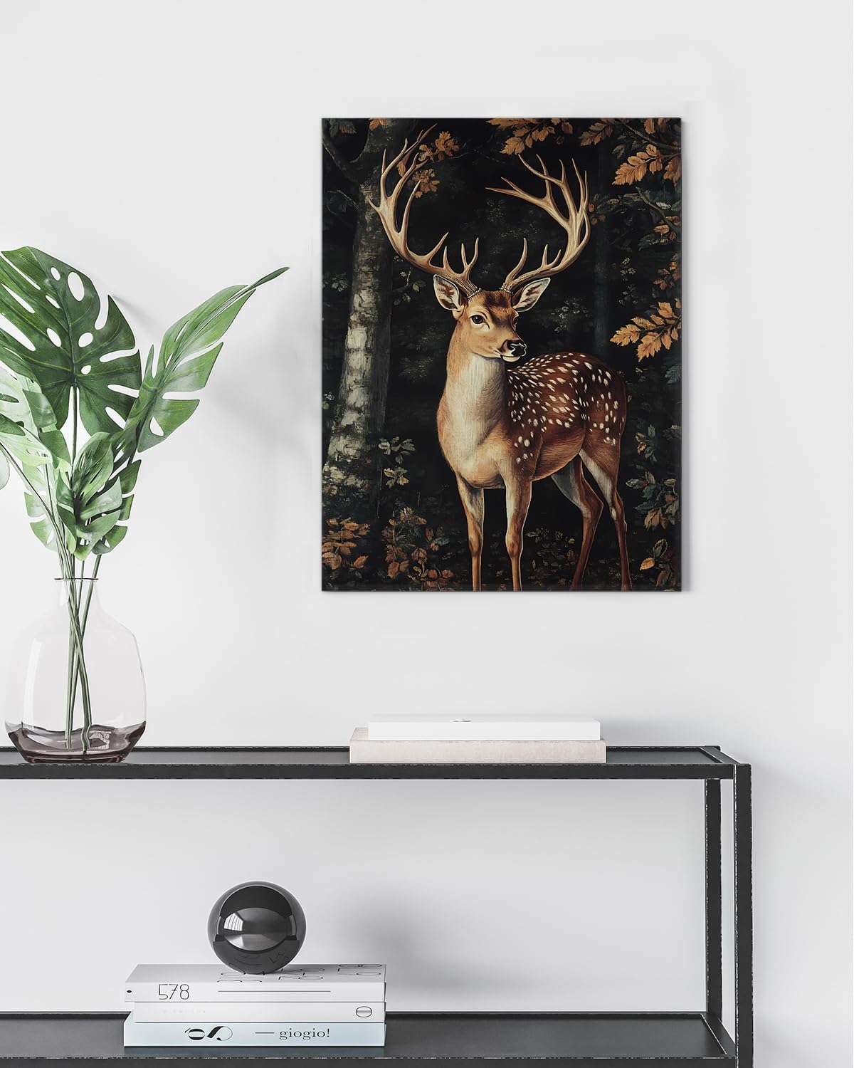 Aesthetic Deer Rustic Wall Art Decor Cottagecore Deer Picture Canvas Print Poster Dark Academia Framed Painting Wall Decoration for Home Farmhouse Living Room Bedroom Decor 11x15 Inch - Image 3