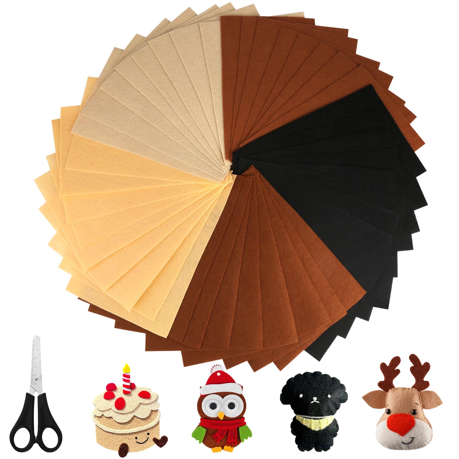 XIEJ 45 sztuk brązowych filców do majsterkowania, 1 mm grubości filcu, 30 × 20 cm filc do majsterkowania, poliestrowe płyty filcowe, filc do rękodzieła, projektów krawieckich "zrób to sam" (seria