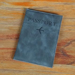 PU Passport Holder Simple Design with Card Slots and Passport Protection Case Slim Compact for Travel, ID and Credit Card Organization, Navy