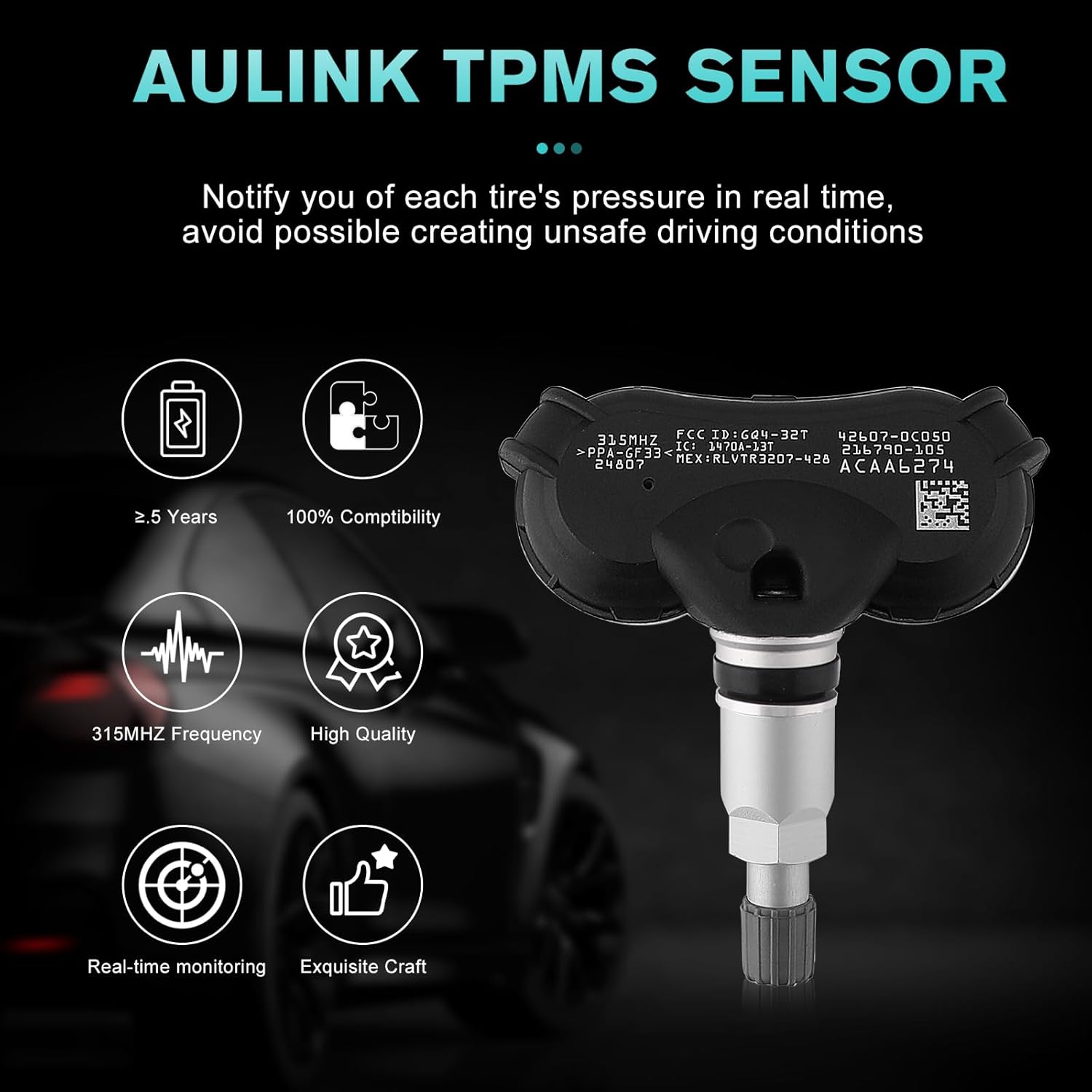 AULINK 42753SNAA81 Tire Pressure Monitoring System(TPMS) Sensor for Honda Civic 08-14, Odyssey Touring 2011-2016, Odyssey 2011-2017, Insight 2009-2014, Fit 2009-2014, Element 2009-2011, CR-Z 2011-2015