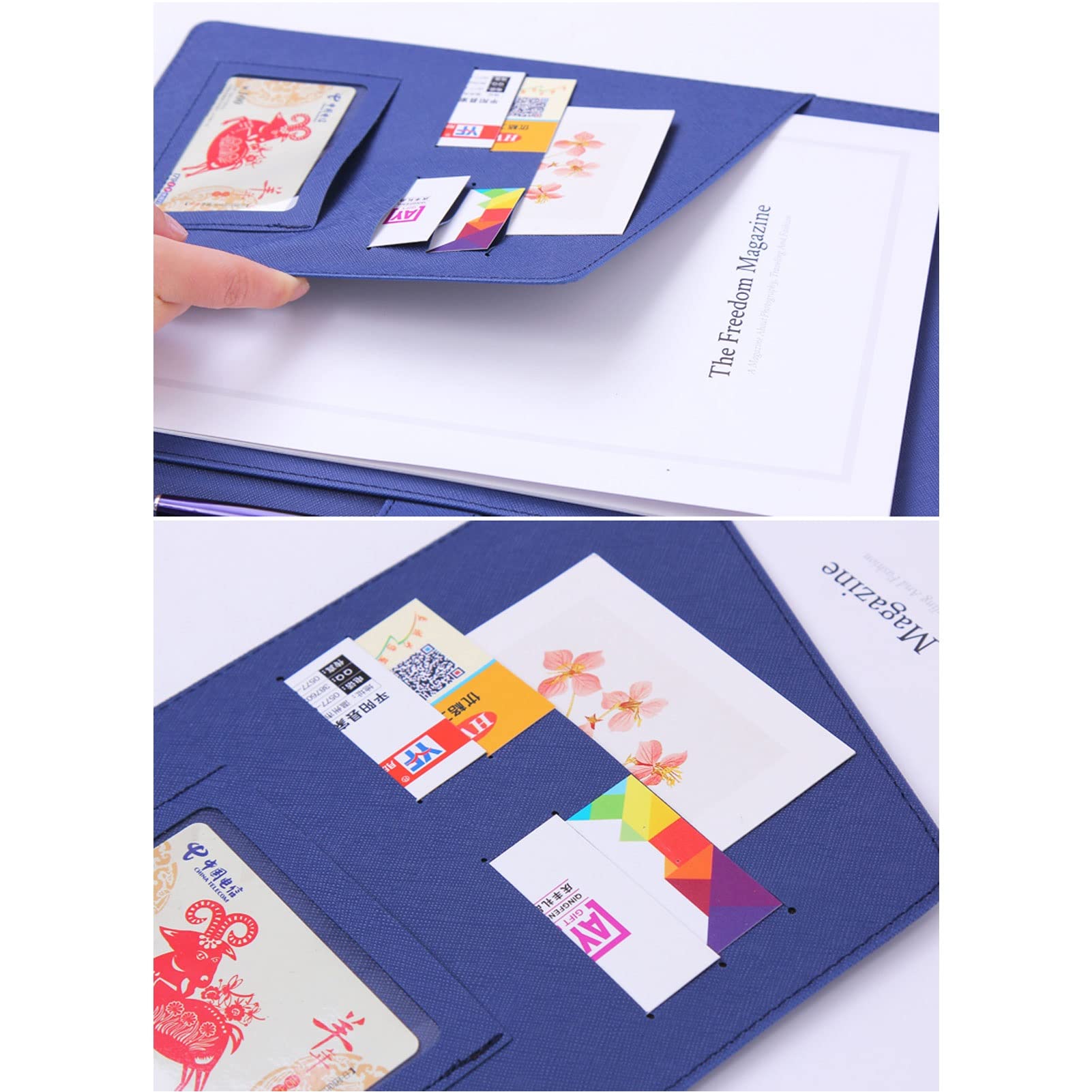 teczka A4 teczka konferencyjna teczka konferencyjna teczka biznesowa teczka z CV teczka na wizytówki teczka ze skóry PU dla kobiet mężczyzn(Red,3 notepads)