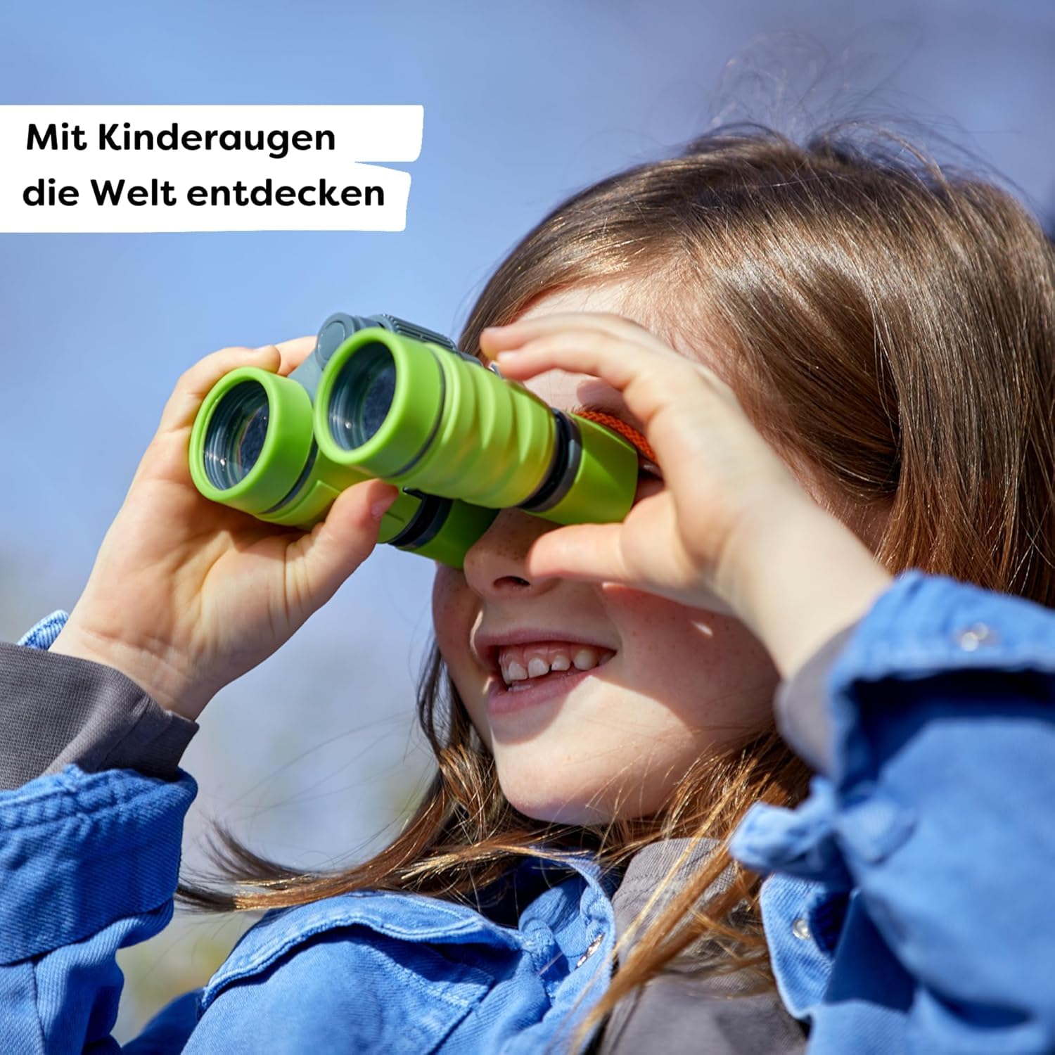 HABA Terra Kids Kinderfernglas Set – Robustes Outdoor Fernglas für Kinder, 4X Vergrößerung – Naturforscher Set inkl. Tasche & Wissenskarten – Geschenk für Kinder 4-8 Jahre
