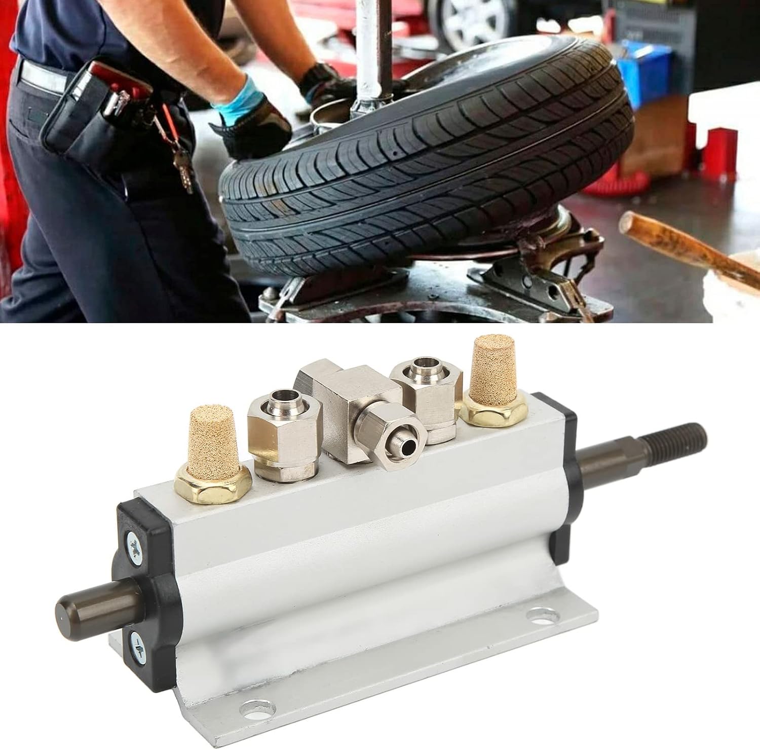 KIMISS Foot Control Air Valve, 5 Way Aluminum Alloy Foot Pedal Valve Tire Changer Machine Supplies