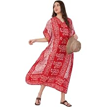 Divine threads -- Elephant Design Women Kimono Cover Up V Neck Batwing Sleeve Plus Size Beach Kaftan Dresses