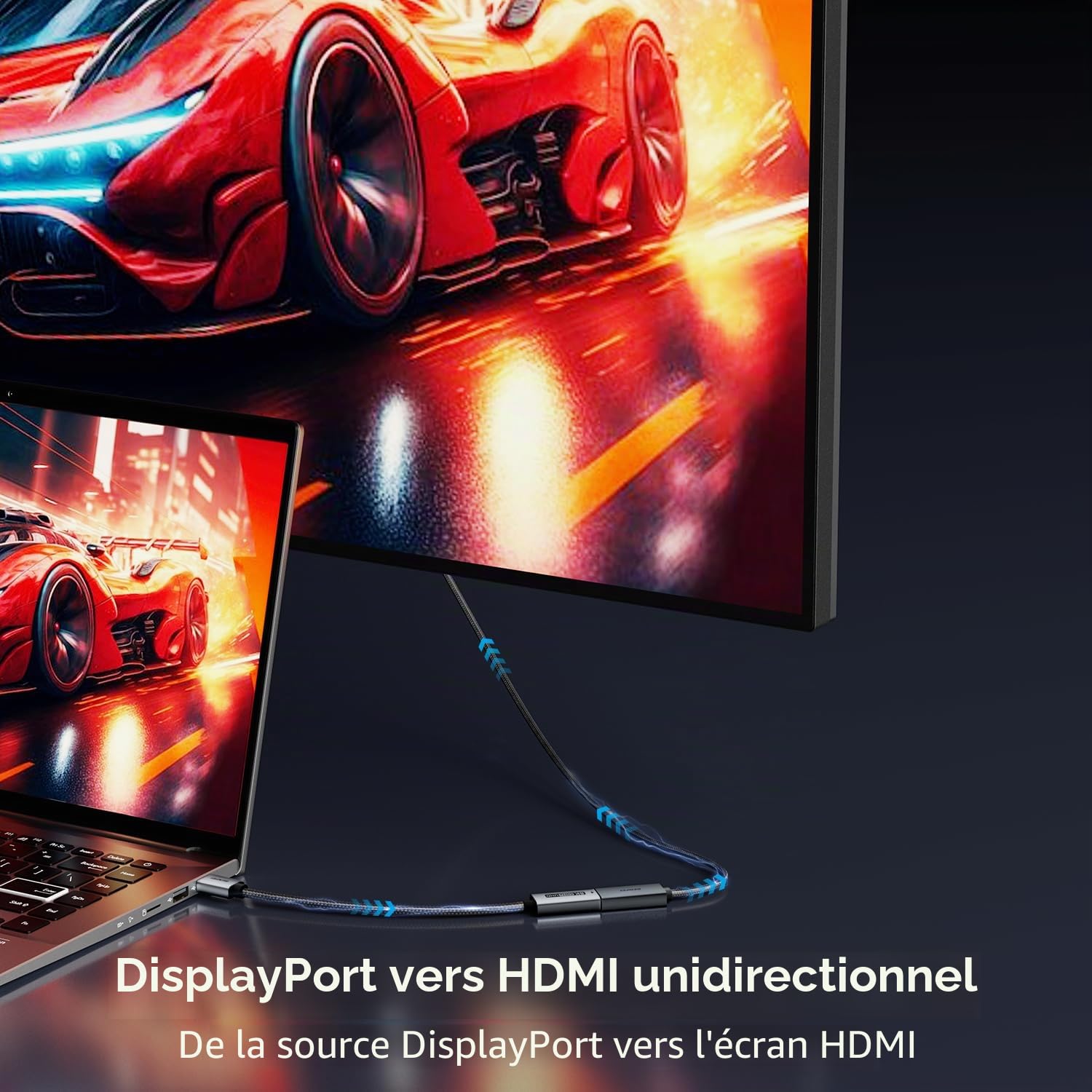 BENFEI Adaptateur DisplayPort 1.4 vers HDMI 2.1 8K@60Hz/4K@240Hz/1080P@480Hz, Conversion unidirectionnelle, Convertisseur Aluminium pour Moniteur de Jeu, téléviseur, AMD, NVIDIA