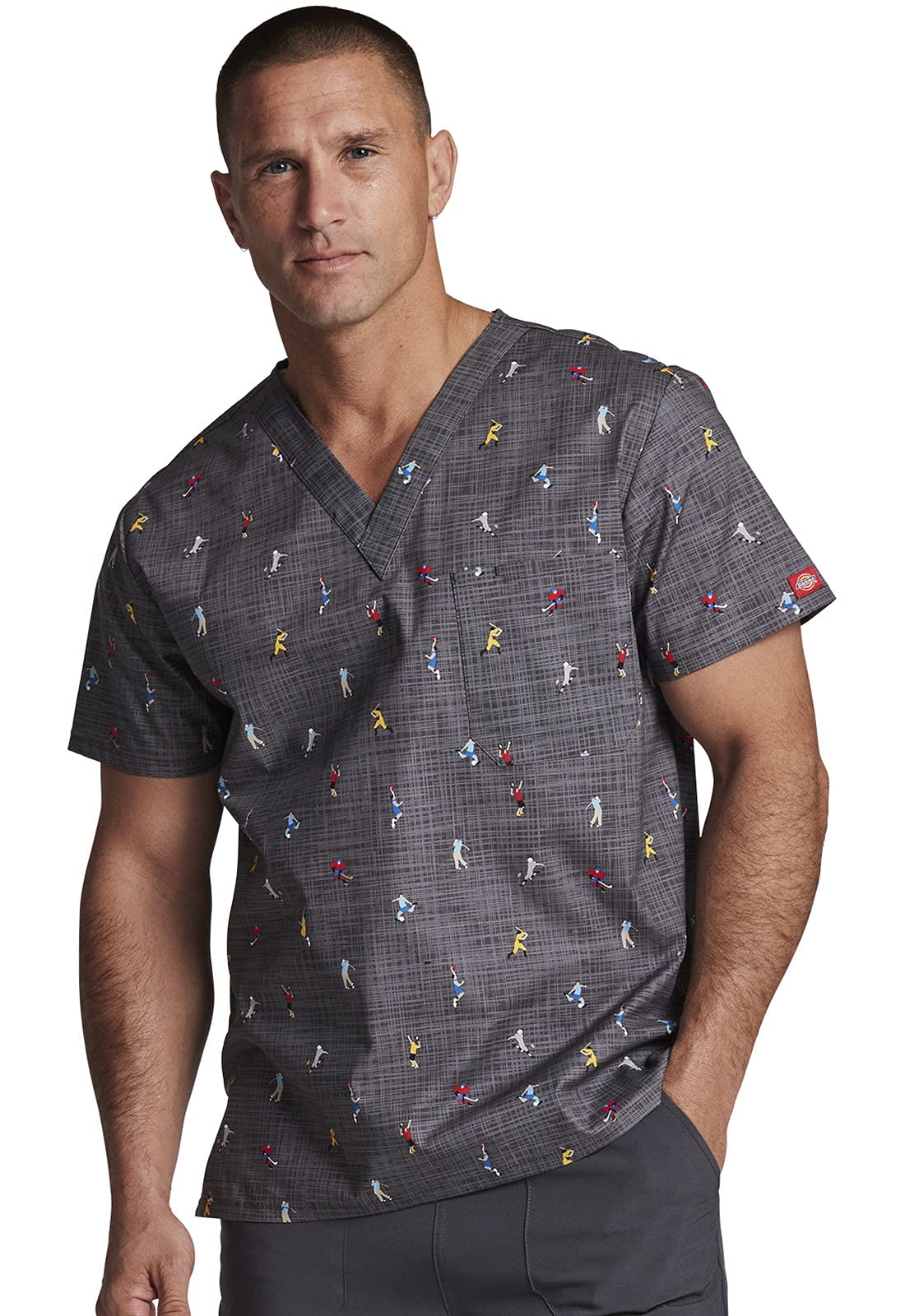 Dickies EDS Signature Scrubs for Women and Scrubs for Men, Unisex One Pocket V-Neck Top in Soft Brushed Poplin 83706