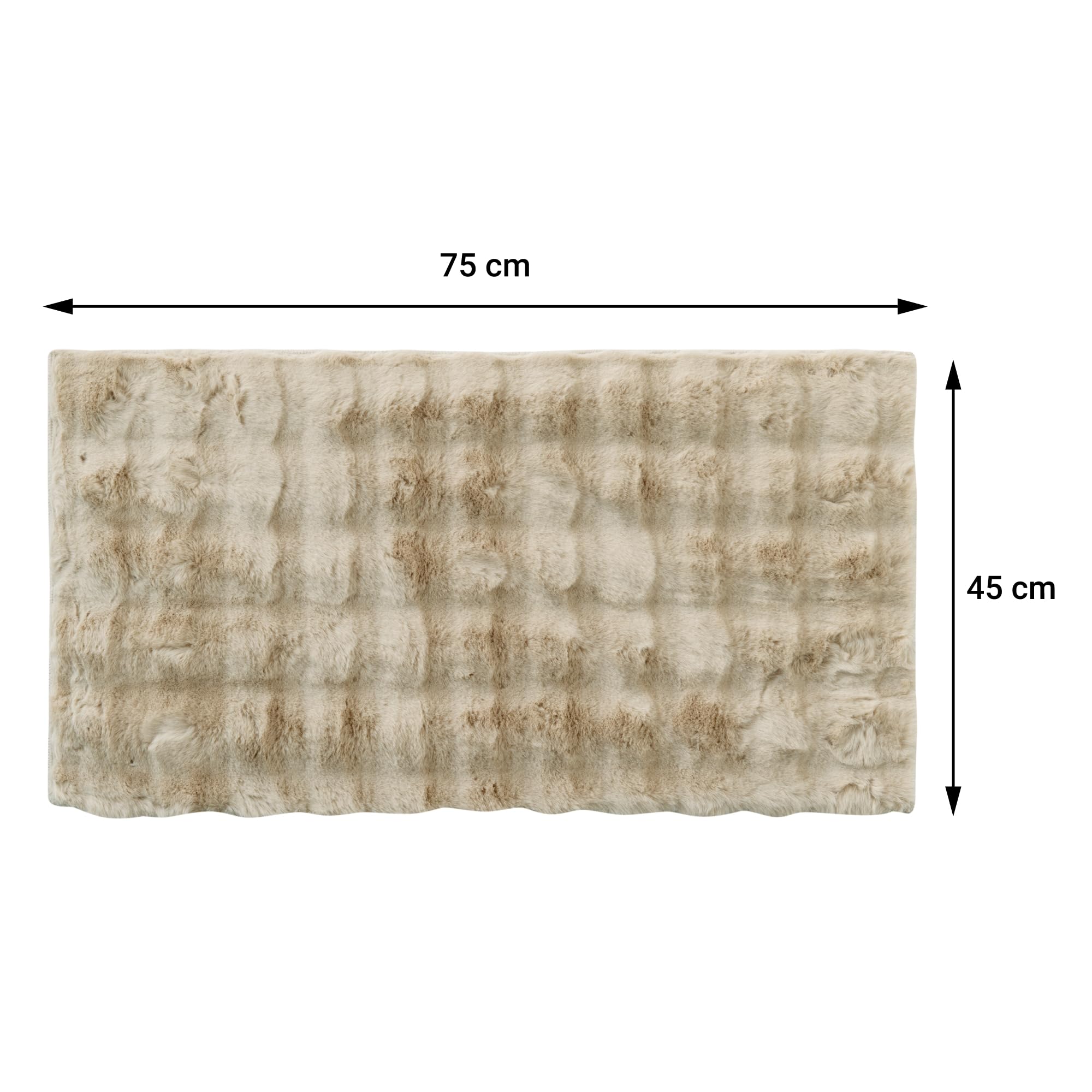 Comart - Tappeto Soffice - Tappetino da Bagno, Salotto, Camera da Letto - 45x75 cm - Lavabile in Lavatrice - Antiscivolo - Moderno - Super Peloso - Ultra Morbido - con Design a Quadrotti 3D - Beige