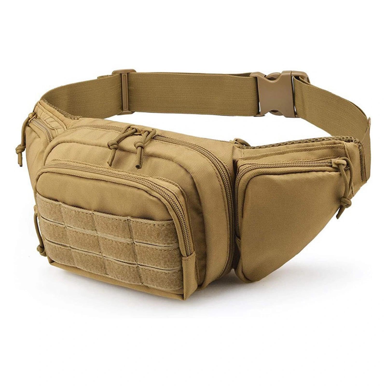 Men's 800D Oxford Belt Bag - Lightweight Tactical Waist Bag with Hidden Carry Strap for Hiking, Fishing & City Comfort Waterproof & Versatile, Khaki, Sporty Wind