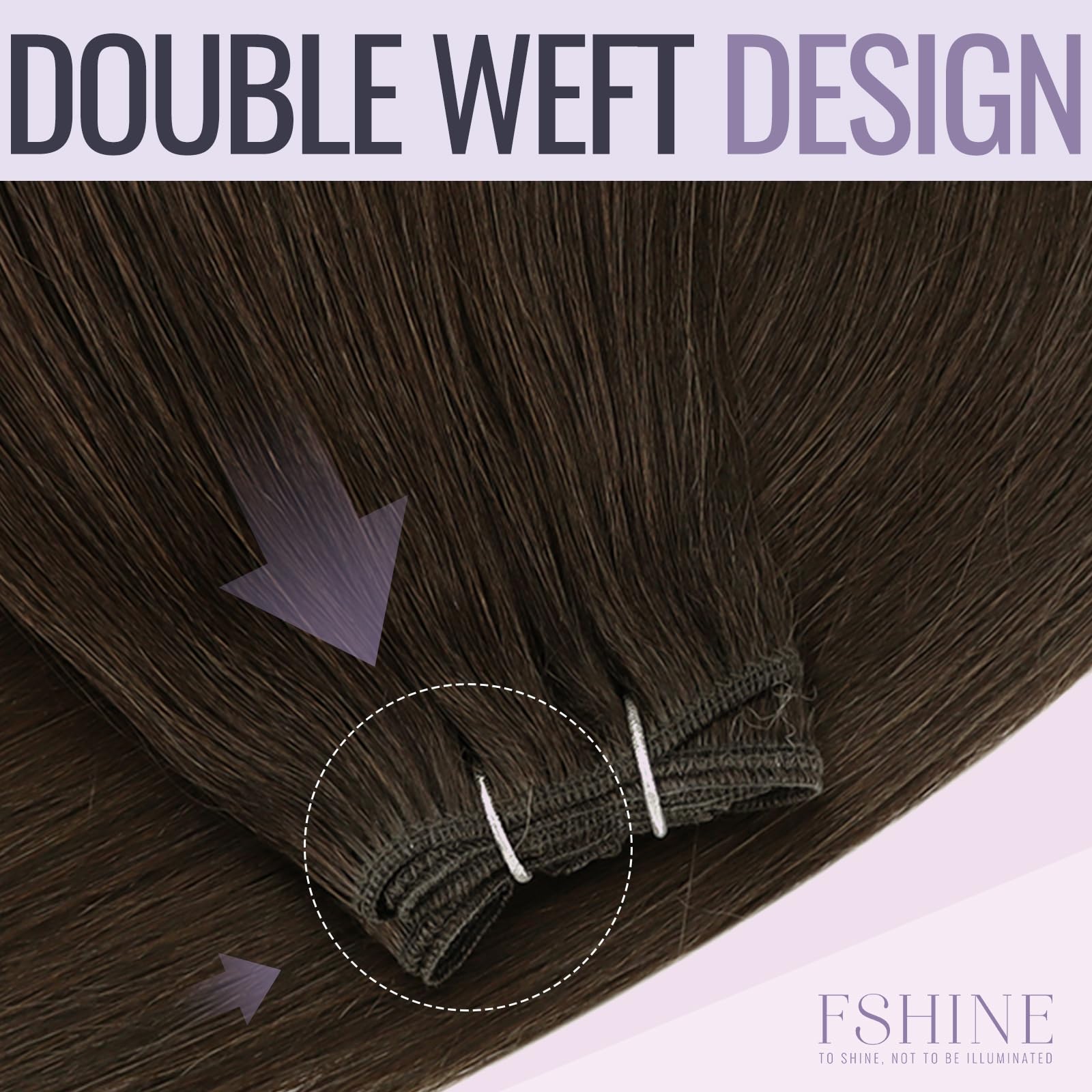 Fshine Capelli Tessitura Extension 40CM 100g Capelli Cucite Extension Marrone Scuro Extension Capelli Matassa Brazilian Lisci Extension Remy Weave Human Hair Extension #2
