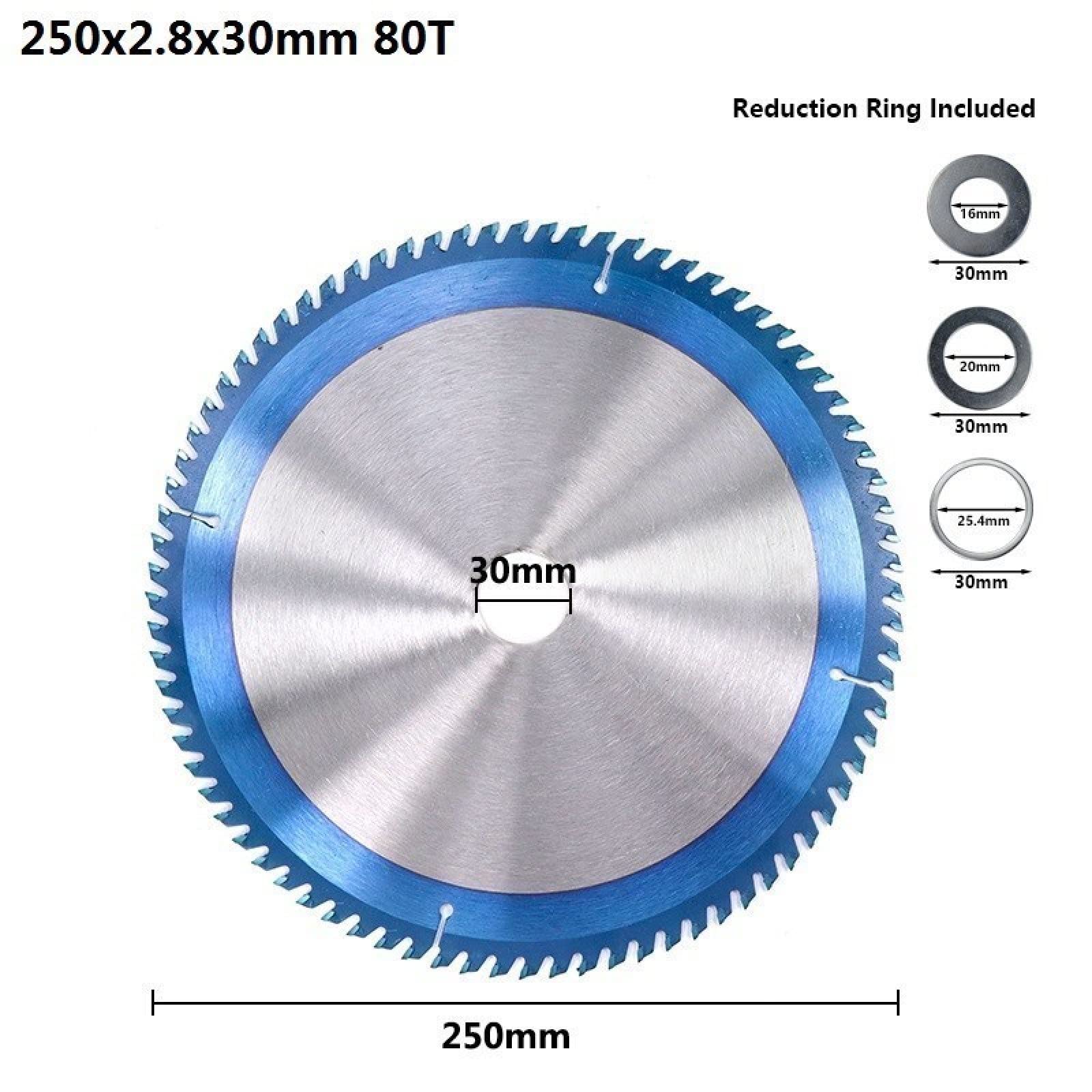 1pc 165-300mm TCT Lame De Scie Nano Revêtement Bleu Lame De Scie Circulaire Bois Disques De Coupe Lame De Scie À Pointe De Carbure,250x2.8x30x80T