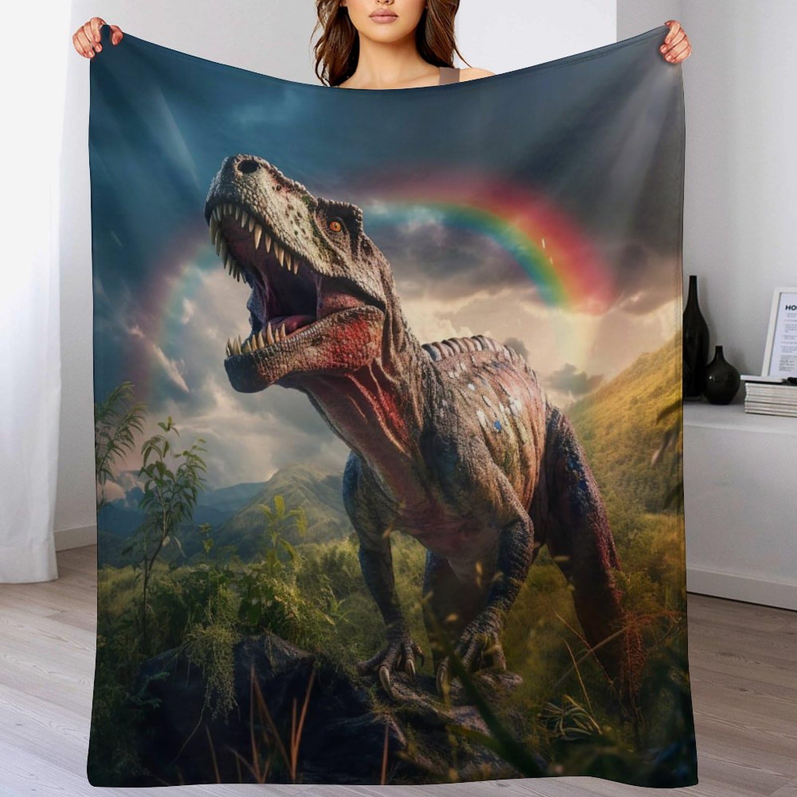 Couverture polaire dinosaure pour des soirées cocooning sur le canapé