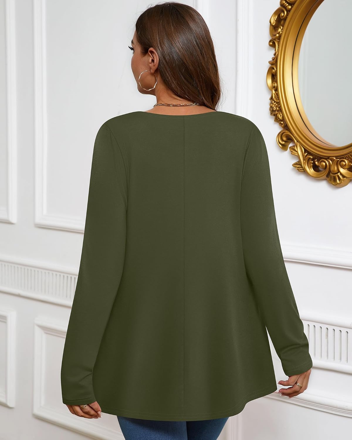 3 Pack Women's Plus Size Tunic Top Casual Long Sleeve Shirts Knitted Loose Fit Blouse Wear with Leggings - Image 3