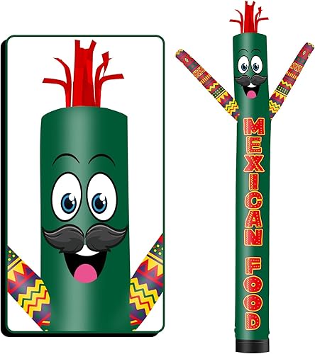 Tubo inflable de 20 pies de alto para hombre, comida mexicana, tipo bailarín ondulado loco (18 pulgadas de diámetro) para decoración al aire libre,