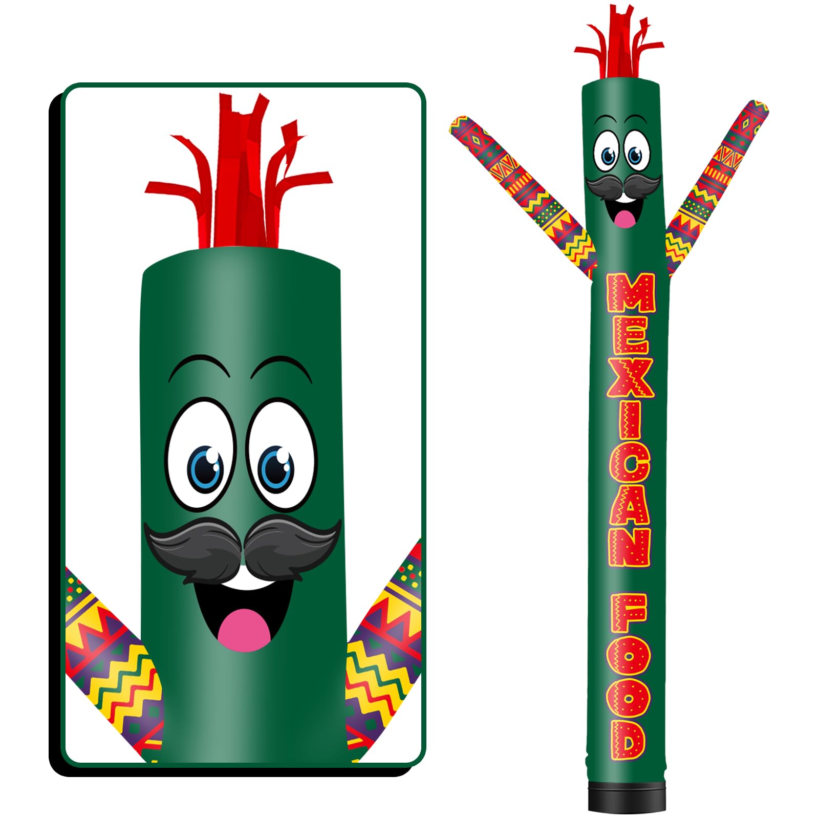 GOODENY 20FT Tall Inflatable Tube Man Mexican Food Wacky Wavy Dancing Guy (18''Diameter) for Outdoor Decoration Advertising Business Promotion (Blower