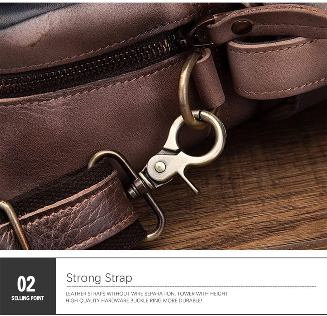 Haitpant Men Real Leather Vintage Large Capacity Travel Briefcase Business 15.6" Laptop Case Attache Messenger Bag