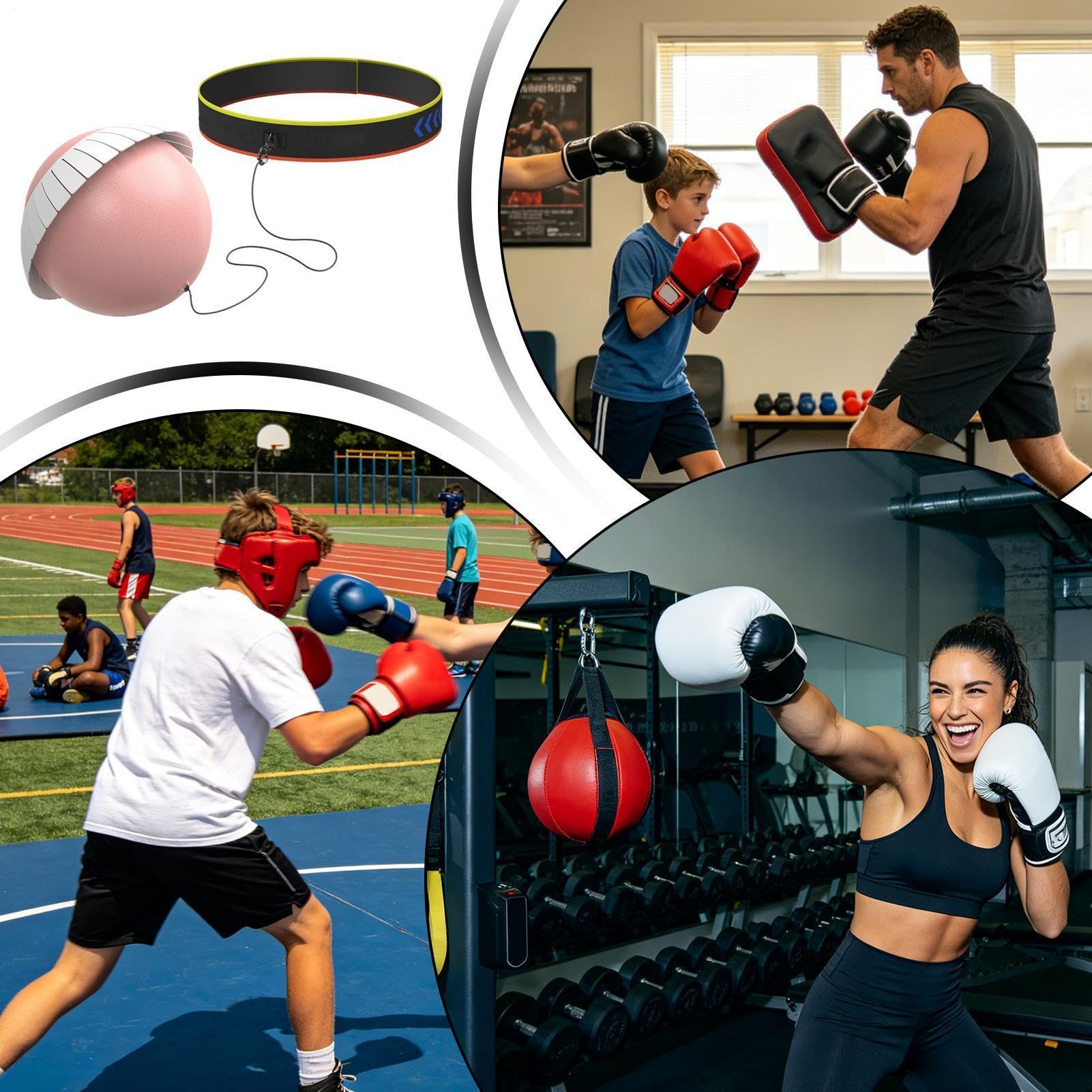 Kit Balles De Réaction Boxe – Bandeau Réglable, 3 Balles, Amélioration Réflexes Et Vitesse De Frappe