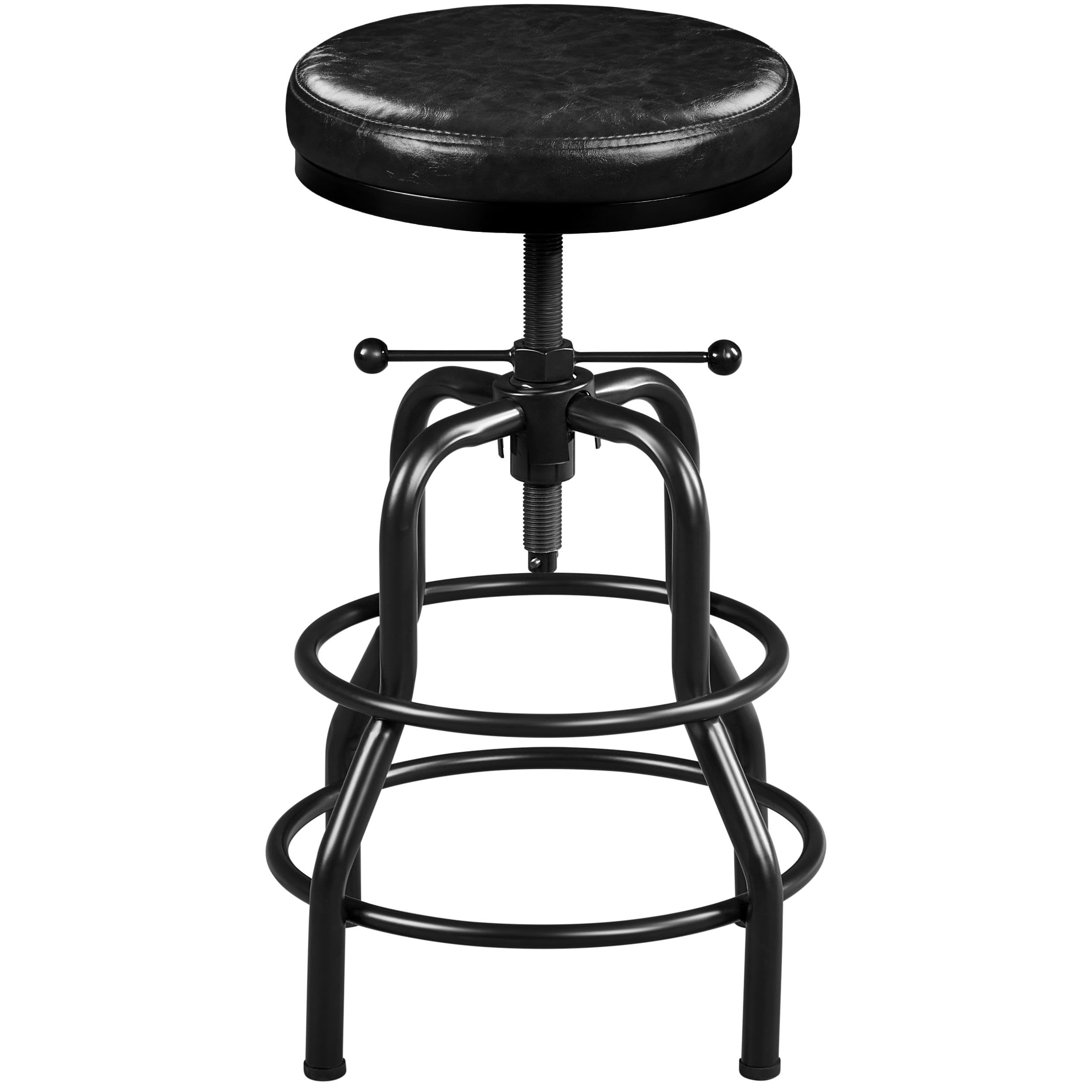 Yaheetech Sgabello Bar Alto Altezza Regolabile 54,5 a 71,5 cm Imbottiti in Similpelle e Metallo Vintage Industriale per Cucina Penisola con Poggiapiedi 136kg Montato Nero