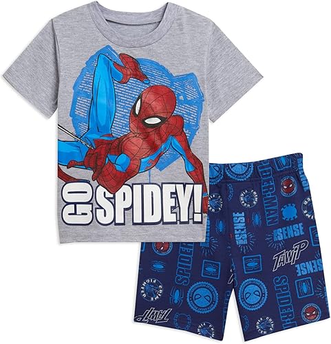 Marvel Conjunto de camiseta y pantalones cortos con estampado de Spider-Man para niños grandes