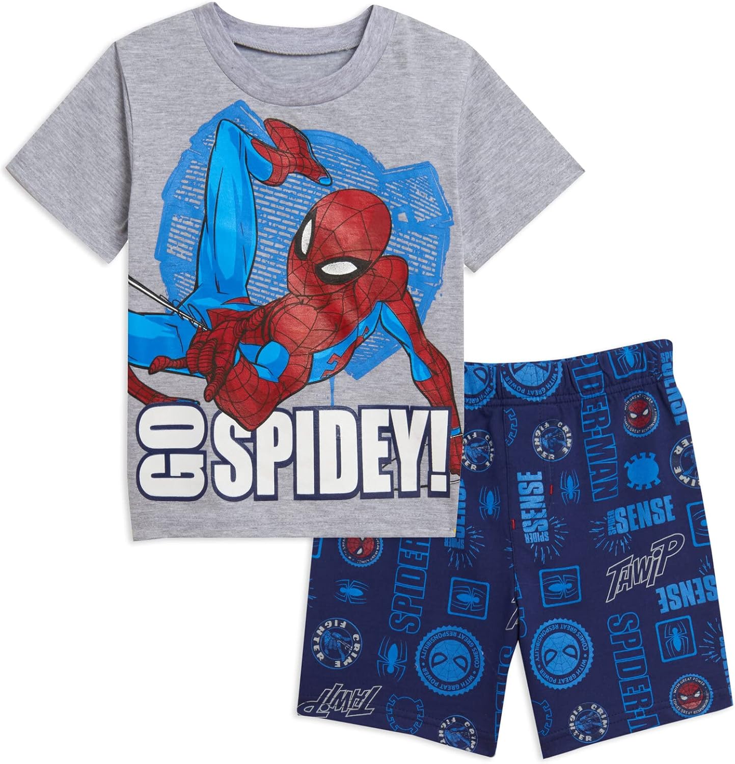 Marvel Avengers Spiderman - Conjunto de camiseta y pantalones cortos de rizo francés
