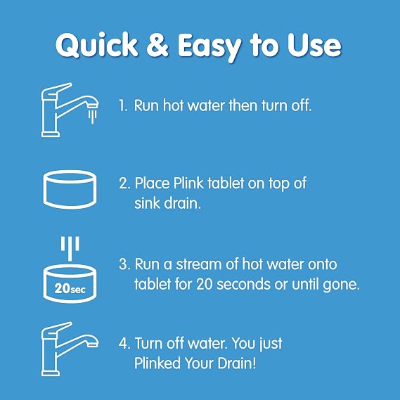 Plink Fizzy Drain Cleaner & Deodorizer Tablets, Lemon Freshener, 18 Count | Fizzy Tablets Help Clean Sink Drains, Prevent Buildup and Remove Foul Odors; Plumbing Compatible, Made in USA