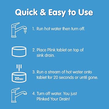 Plink Fizzy Drain Cleaner & Deodorizer Tablets, Lemon Freshener, 18 Count | Fizzy Tablets Help Clean Sink Drains, Prevent Buildup and Remove Foul Odors; Plumbing Compatible, Made in USA