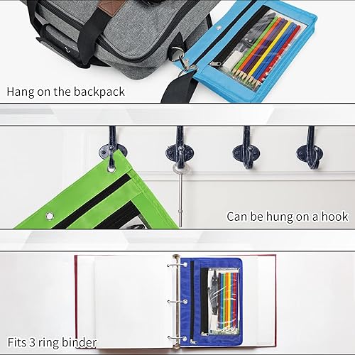 Miniatura 4 de YoeeJob Paquete de 6 bolsas expandibles con cremallera de 1 pulgada con ventana transparente para carpeta de 3 anillas, adecuadas para la escuela y