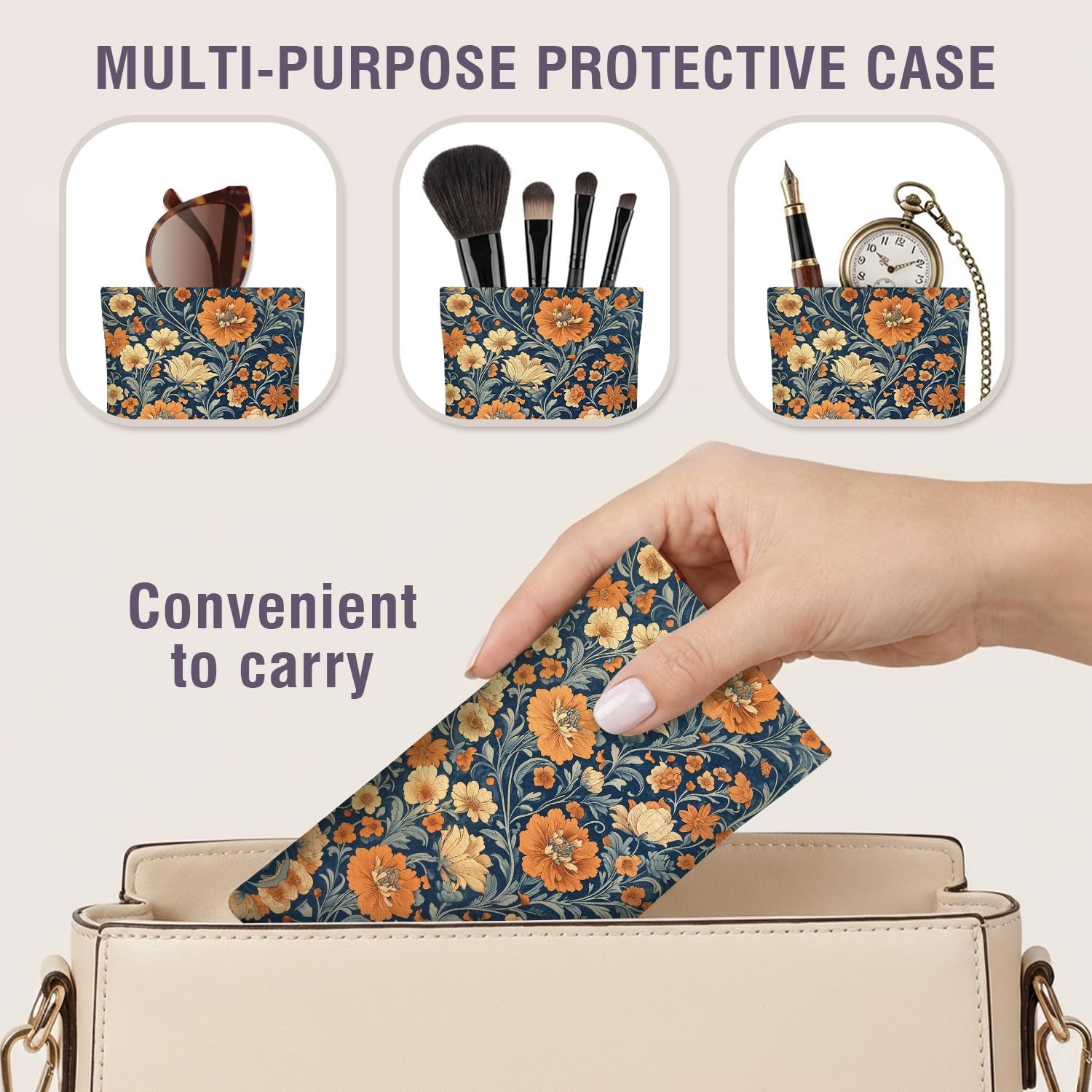 Eyeglass Case,Squeeze Top PU Leather Sunglass Case Soft Pouch Portable Glasses Bag,Eye Glass Casas for Women Men Teacher