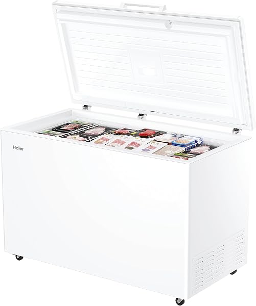 Haier Congelatore a Pozzetto 418 Litri, Low Frost, Freezer Air Surround, Fast Freeze, Silenzioso 39 dB, Luce LED, Classe E, 84.5x132x75 cm (AxLxP), Bianco, HCE420E - 3