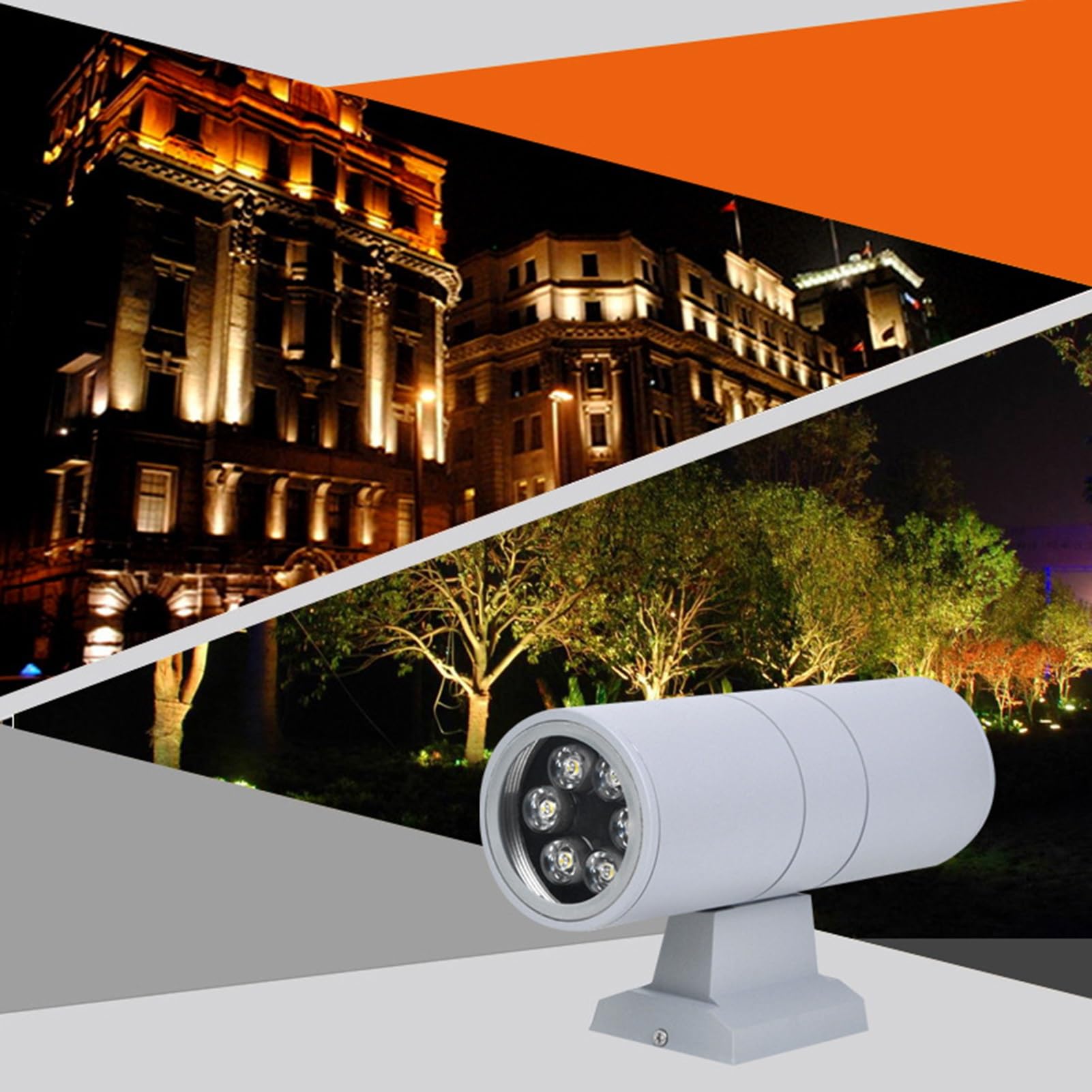 Focos LED - Luces De Paisaje, Bañador De Pared Exterior Con Irradiación De Doble Cabezal Hacia Arriba Y Hacia Abajo, 220V MLámpara De Pilar Para Patio De Villa IP65(Yellow Light,9w)