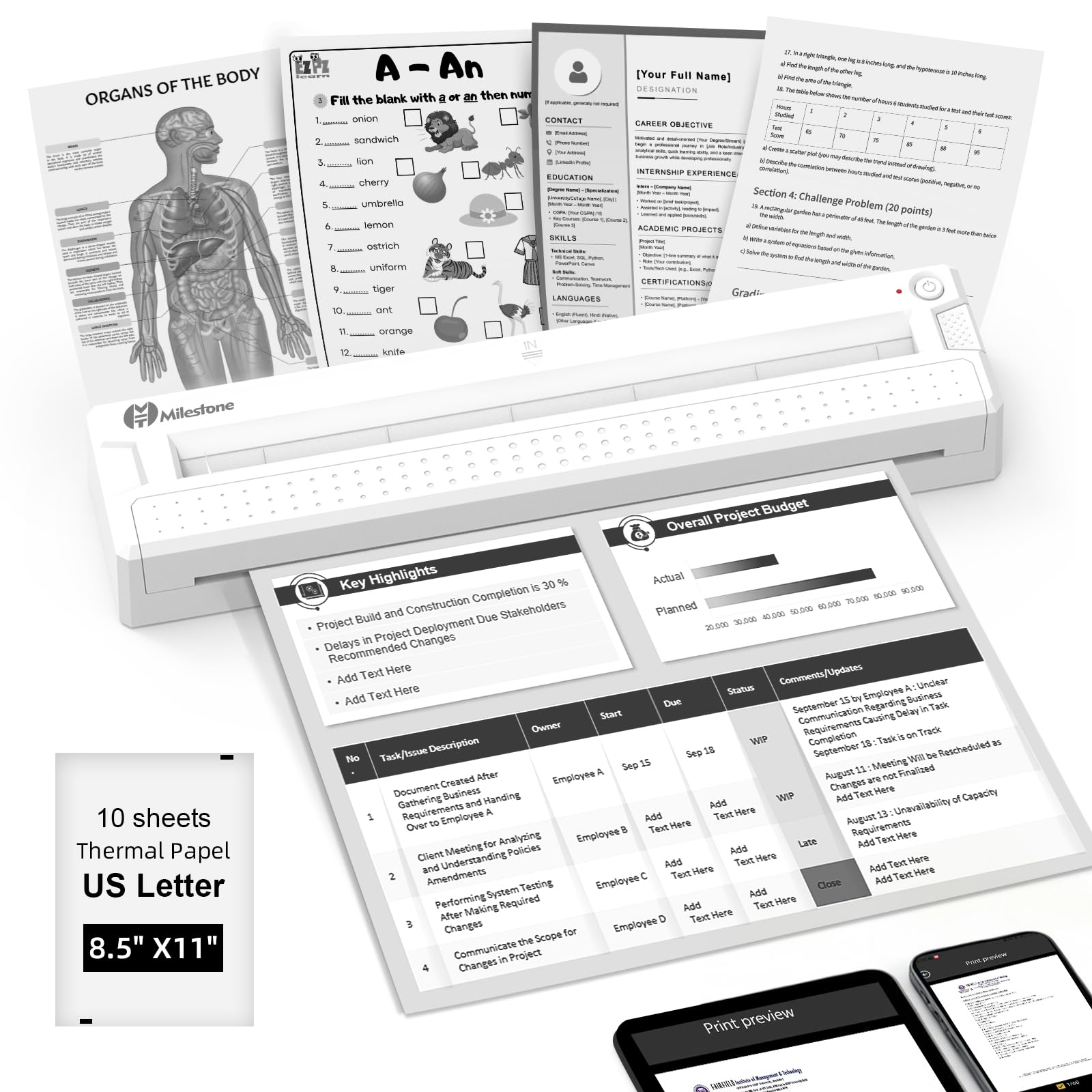 Imprimante sans encre portable sans fil pour voyage à domicile
