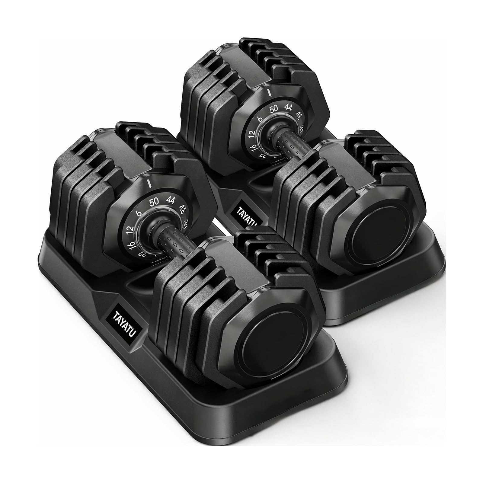Adjustable Dumbbell 25LB Pair Dial Quick Change Anti-Roll | 25LB pair (5-30lbs total). 10-in-1 dial system, octagonal anti-roll, auto-lock. Storage stand, non-slip grip. Home gym.