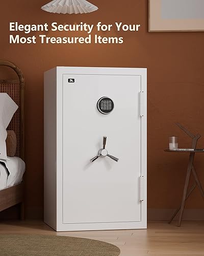 Miniatura 8 de TIGERKING Caja fuerte de seguridad blanca grande (8.78 pies cúbicos)  Resistente al fuego y al agua  Resistente al suelo  Construcción de acero