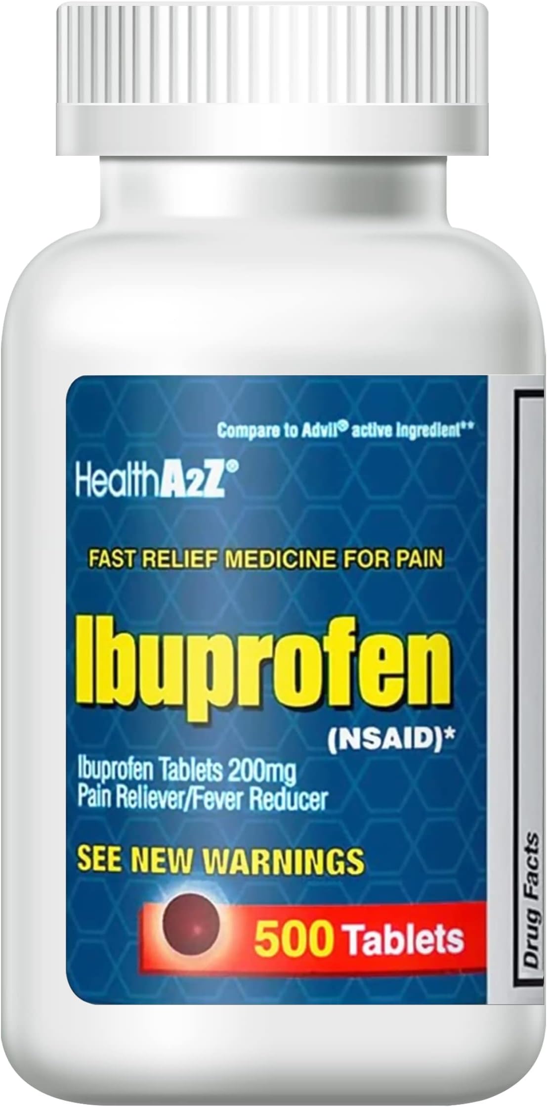 - HealthA2Z® Ibuprofen 200mg, NSAID, Pain Reliever, Fever Reducer, Headache, Body Aches, Back Pain, Arthritis, Menstrual Cramps, 500 Caplets