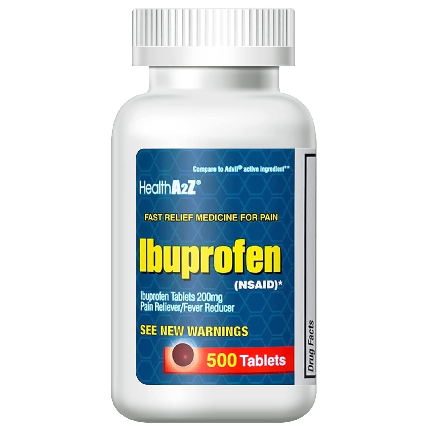 HealthA2Z Ibuprofen 200mg 500 Counts Pain Relief Body Aches Headache Arthritis Cramps Back Pain Fever Reducer 500 Count