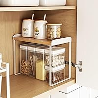 Vista 5 de Mitus Organizador y almacenamiento de estantes, estante de madera escalonada para encimera de cocina, encimera de baño, armario de despensa