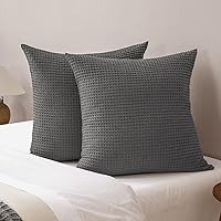 Vista 20 de PHF Fundas de almohada ultra suaves con tejido de gofre, tamaño King, sin inserto, paquete de 2 fundas de almohada de 20" x 36", fundas de almohada