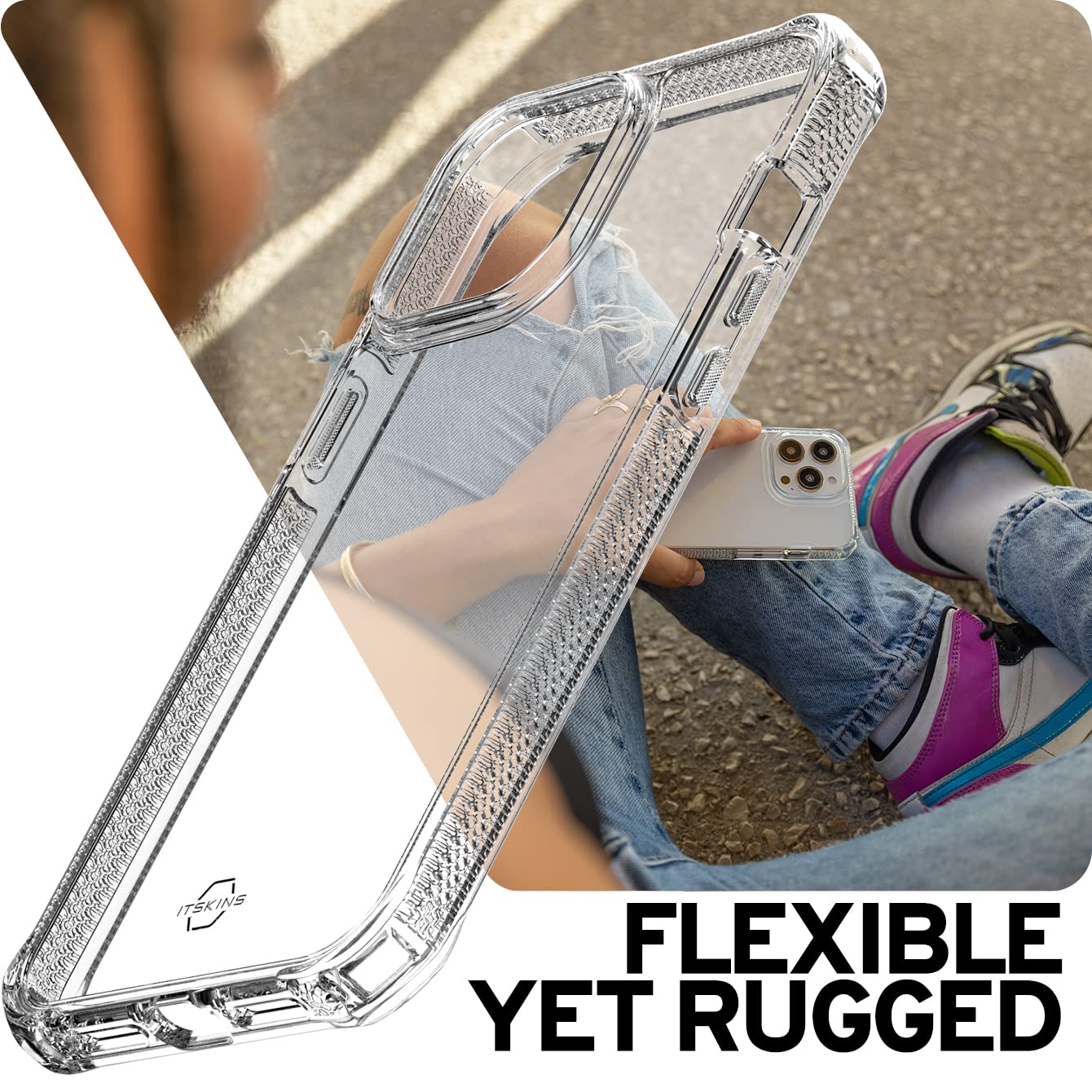ITSKINS Supreme // Transparente Schutzhülle, kompatibel mit iPhone 13 Pro Max, schlanke Hybrid-Hülle, vergilbungsfrei und strapazierfähig, stoßfest, militärische Handyhülle, transparent