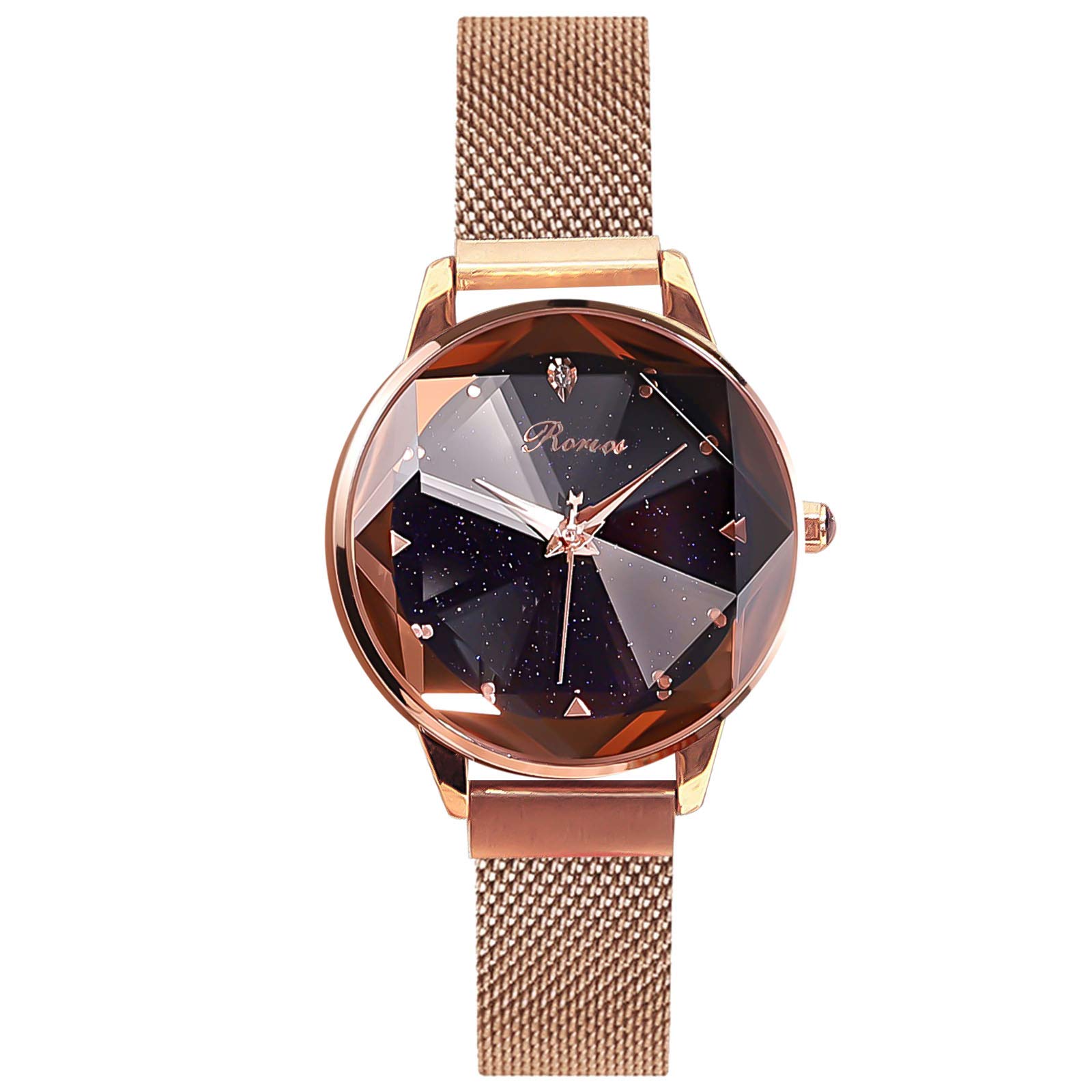 RORIOS Orologio Da Donna Cielo Stellato, Quadrante Con Cristalli E Cinturino A Maglia In Acciaio, Elegante E Impermeabile 30m