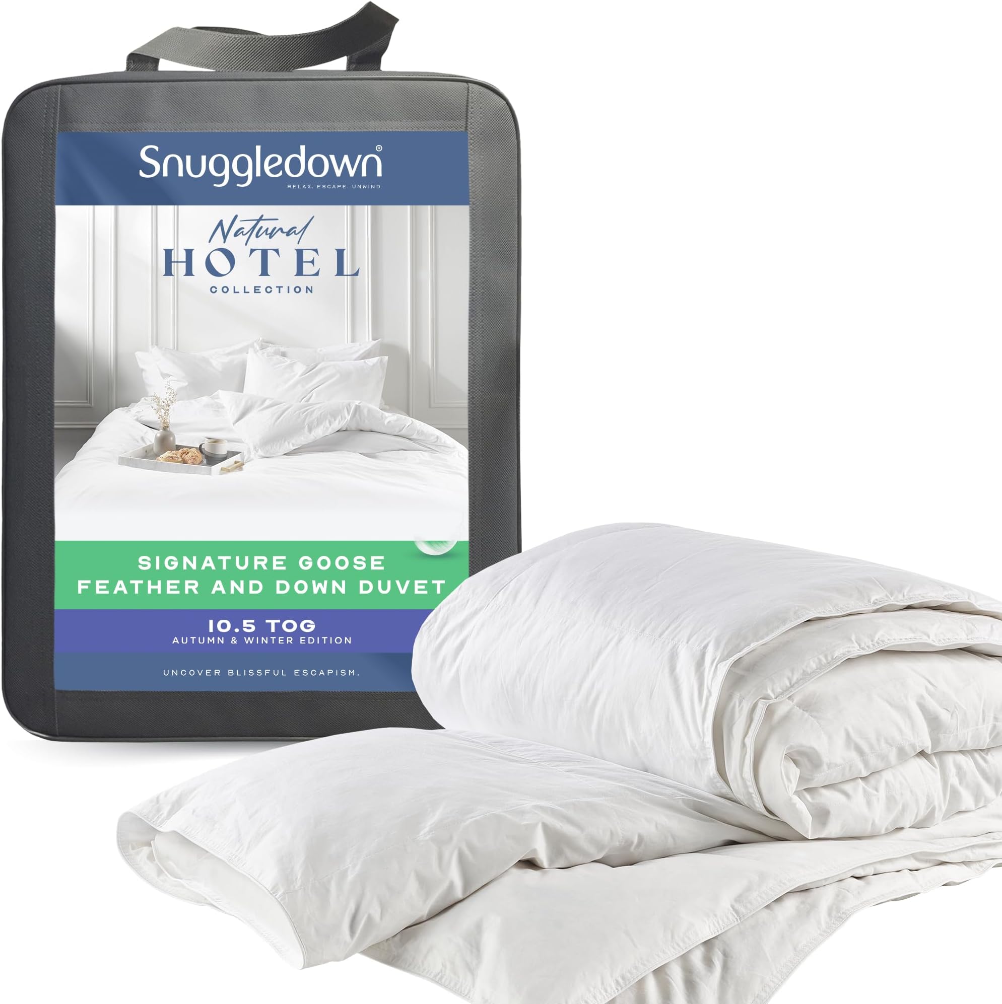 Snuggledown Luxury Goose Feather & Down Super King Duvet 10.5 Tog - Ethically Sourced 85:15 Blend, All Year Round Quilt | UK-Made, Box Construction, Washable (260 x 220cm)