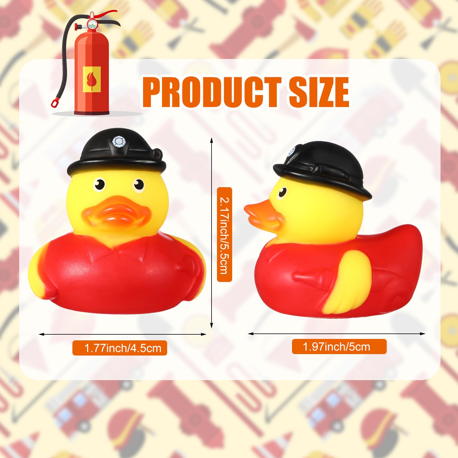 Sotiff 24 Pcs Rubber Ducks 2 Inch Cool Rubber Ducky Bath for Party Favors Birthday Party Gifts Beach Summer Bath Tub Pool (Firefighter Ducks)