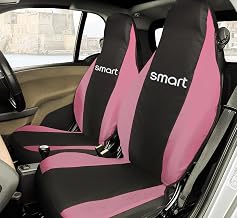 Rebeca Shop Front Seat Covers Compatible for Smart Fortwo, 1st, Second and Third Series, W450 W451 W453, Set of 2 Covers (Black/Pink, with Logo)