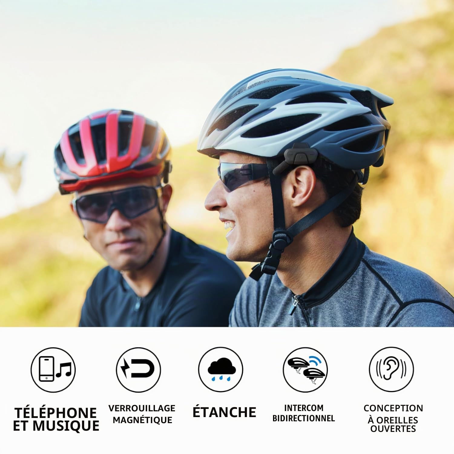 INTERPHONE Aerial Mono – Intercom vélo Bluetooth pour Cyclistes – kit Main Libre pour communiquer Entre Cyclistes jusqu'à 300m – avec Bluetooth 5.1 pour GPS et appels – Étanche et réduction de Bruit