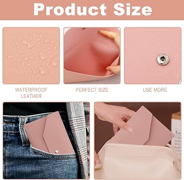 4-Pack PU Leather Cash Envelopes 8x4.1 Inch - Waterproof Money Envelopes with Hook & Loop Closure - Budget Wallet for Cash, Receipts, Coupons (2 Black & 2 Pink)