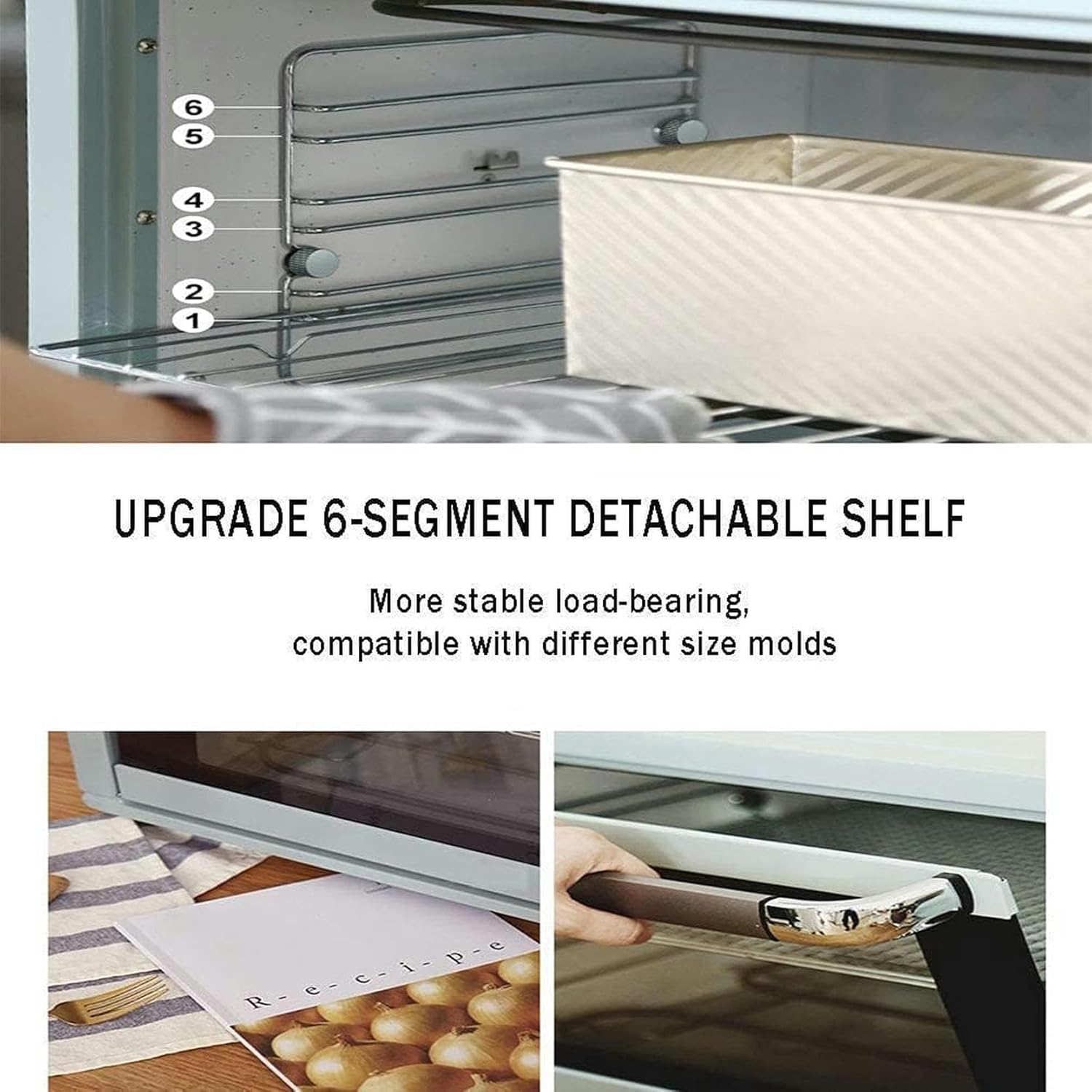 AMNOOL Mini Oven, 45L Super-Capacity Convection Oven Electric Oven, 4-Layer Grill Barbecue Oven Pizza Oven Aesthetic and Practical-1*