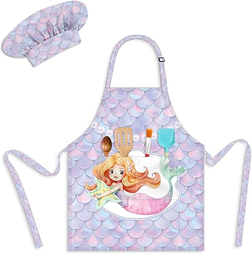 Miniatura 8 de Delantales para niñas con bolsillos para niños, para cocinar, hornear, pintar, manualidades, arte, jardinería, ajustable