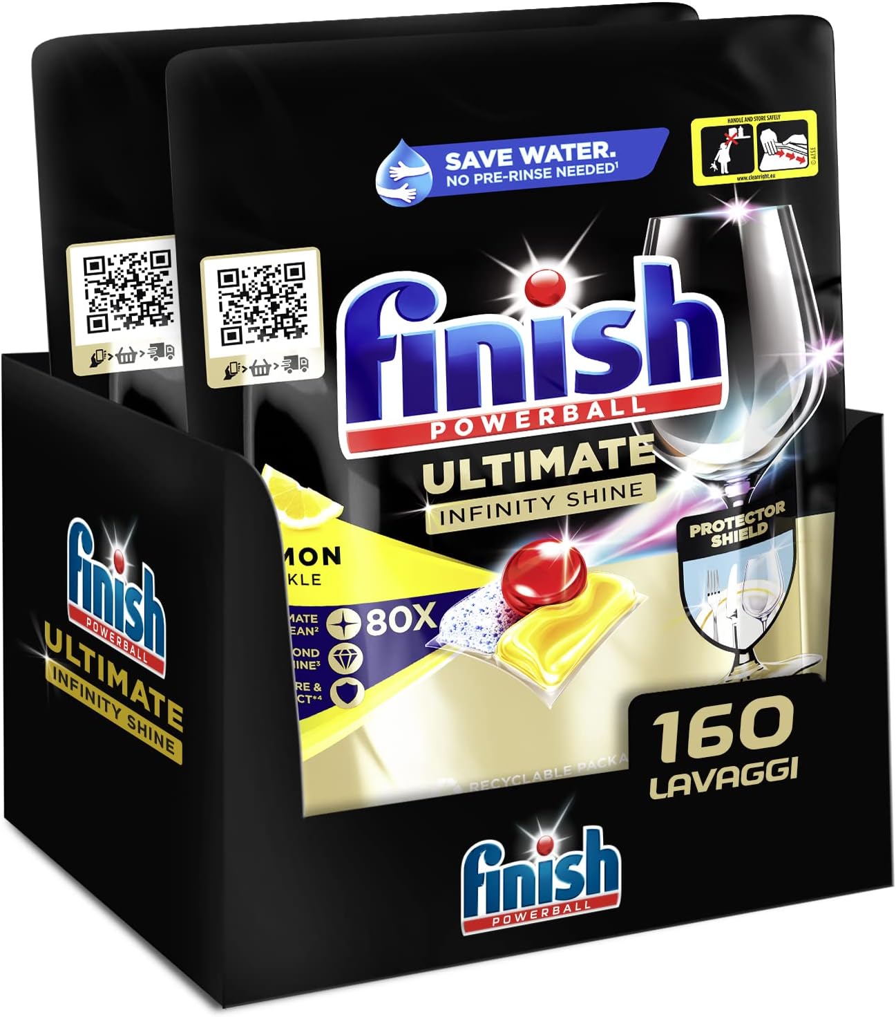 Finish Ultimate Infinity Shine Pastiglie Lavastoviglie al Limone, 160
