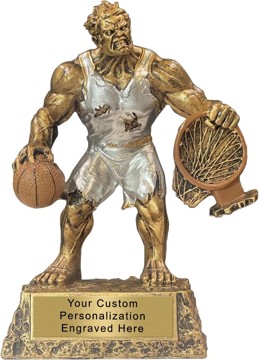K2AWARDS Monster Resin Basketball Trophy - 6.75 Inch with Custom Engraved Plate